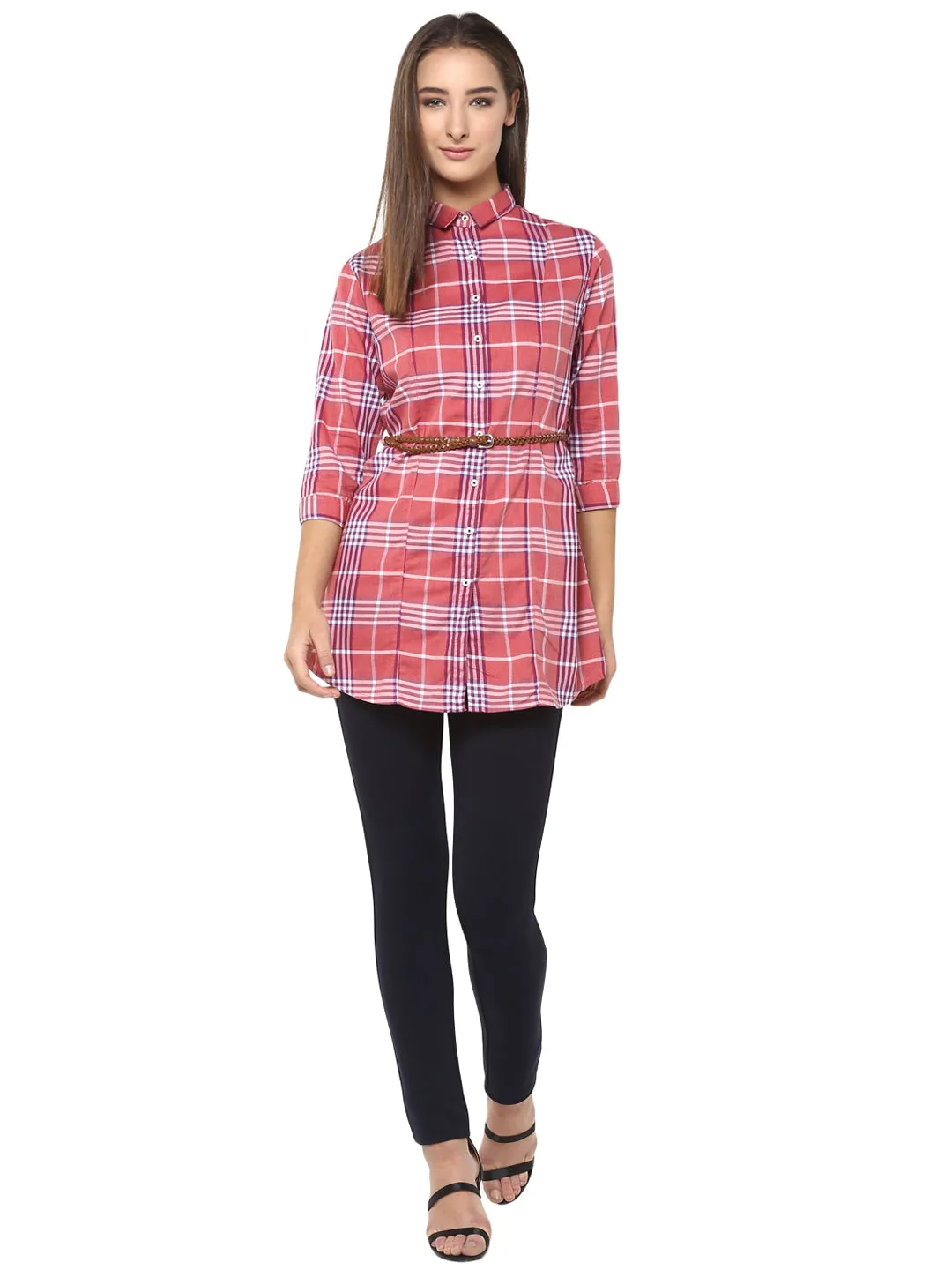 Pink Checked Casual Shirt