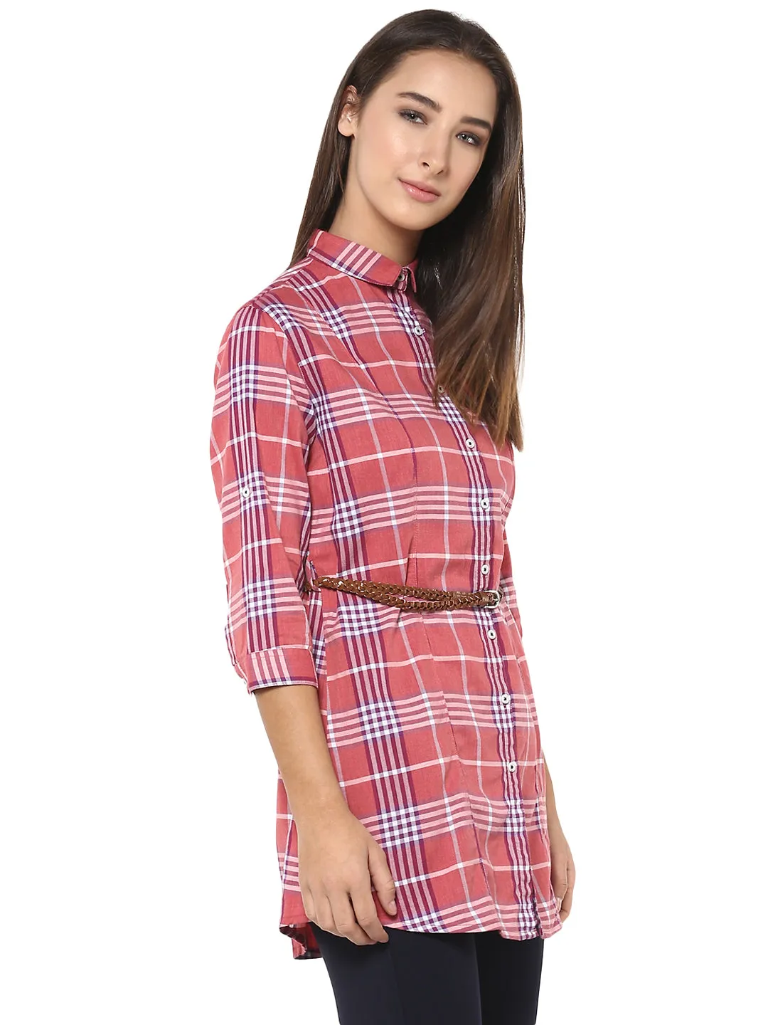 Pink Checked Casual Shirt