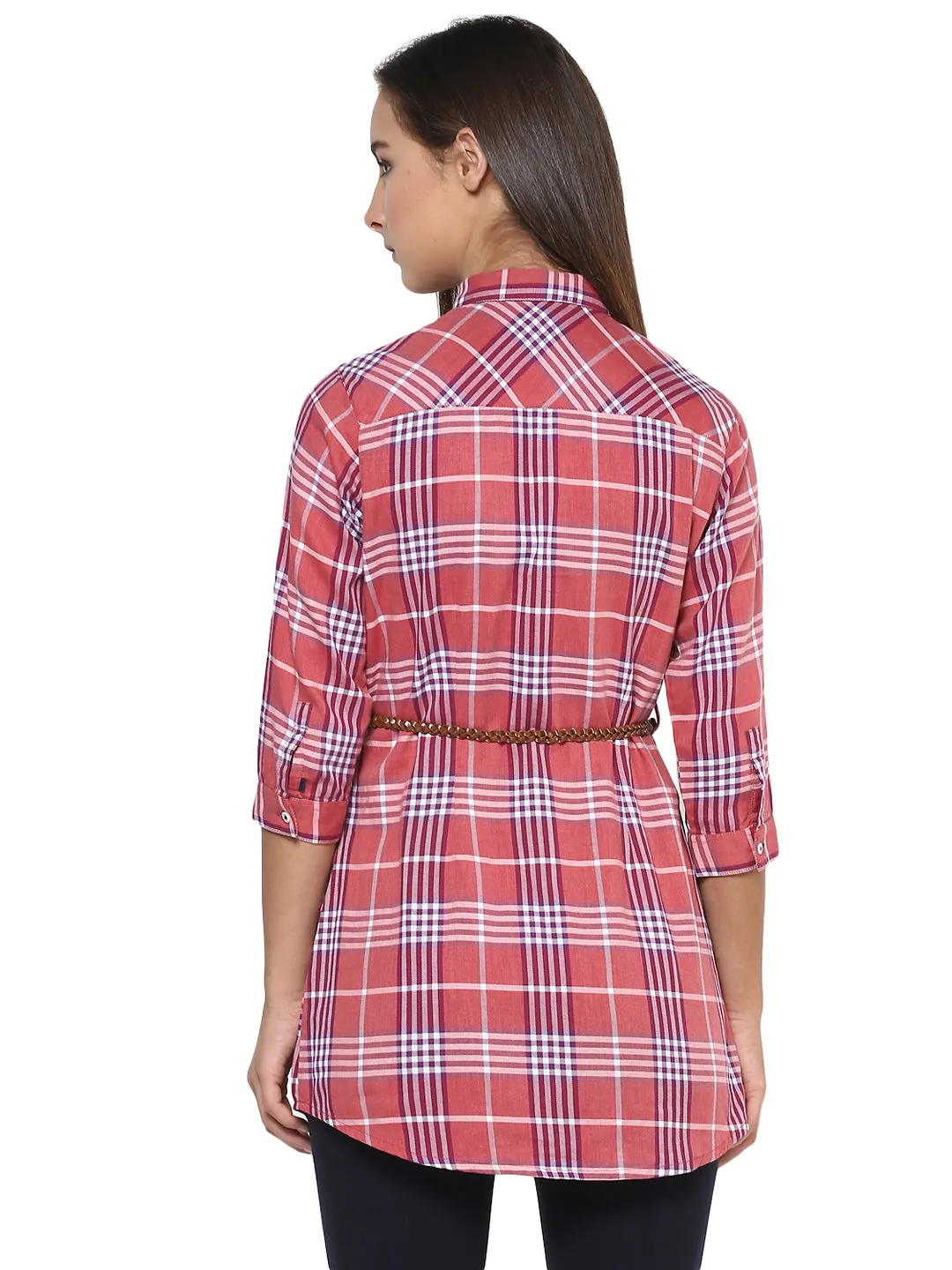 Pink Checked Casual Shirt