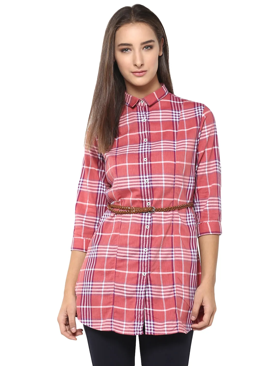 Pink Checked Casual Shirt