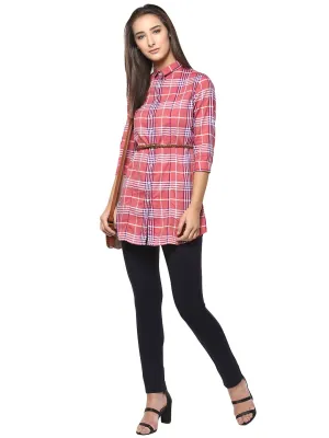 Pink Checked Casual Shirt