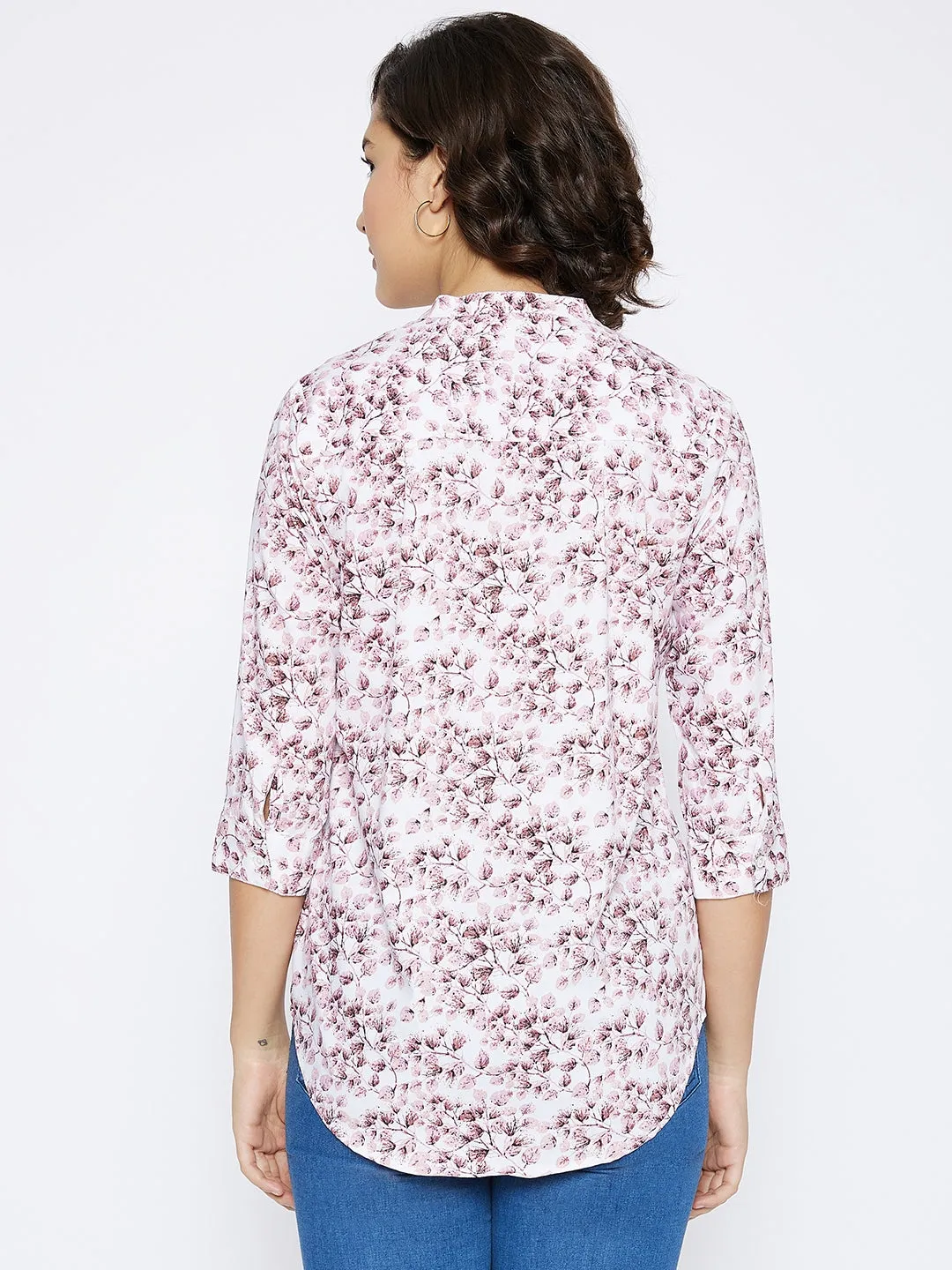 Pink Floral Printed Slim Fit shirt