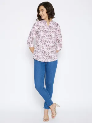 Pink Floral Printed Slim Fit shirt