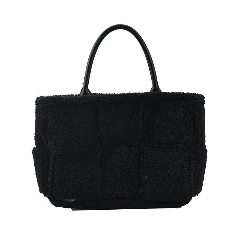 Plush Checkered Trend Personality Western Style Simple Female Bag