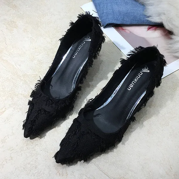 Pointed Toe Slip On High Heel Stiletto Slimming Pumps