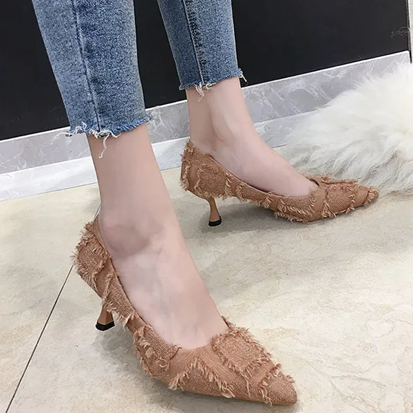 Pointed Toe Slip On High Heel Stiletto Slimming Pumps