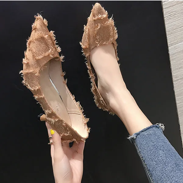 Pointed Toe Slip On High Heel Stiletto Slimming Pumps