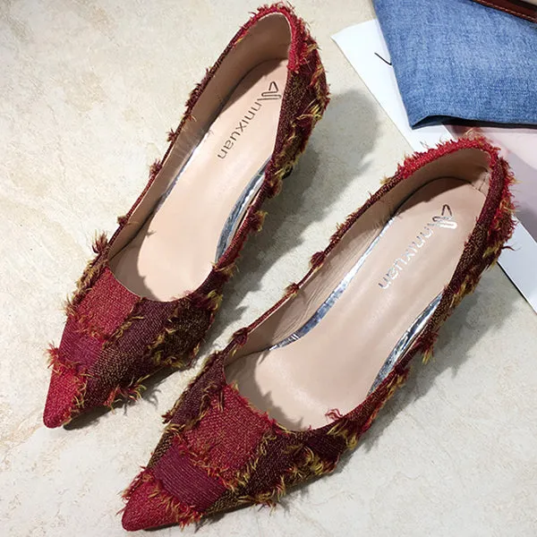 Pointed Toe Slip On High Heel Stiletto Slimming Pumps