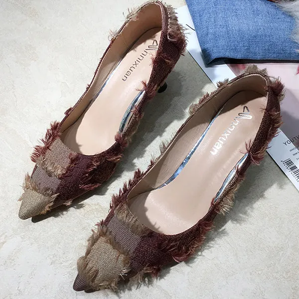 Pointed Toe Slip On High Heel Stiletto Slimming Pumps