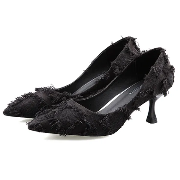 Pointed Toe Slip On High Heel Stiletto Slimming Pumps