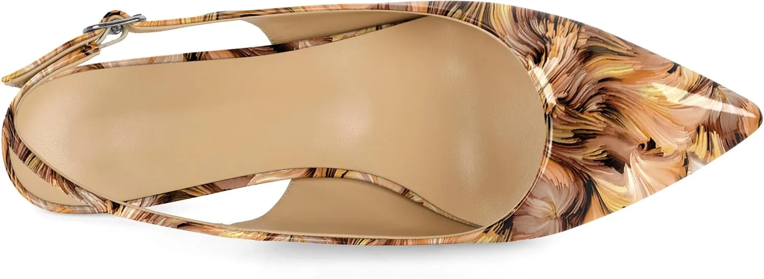 SAMMITOP Womens Slingback Kitten Heels Closed Pointed Toe Low Heels Slip On Comfortable Work Pumps Dress Shoes 1.4 Inch