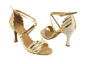 Sera Series Beige Nubuck w/Gold Trim Dance Sandals