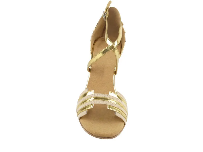 Sera Series Beige Nubuck w/Gold Trim Dance Sandals