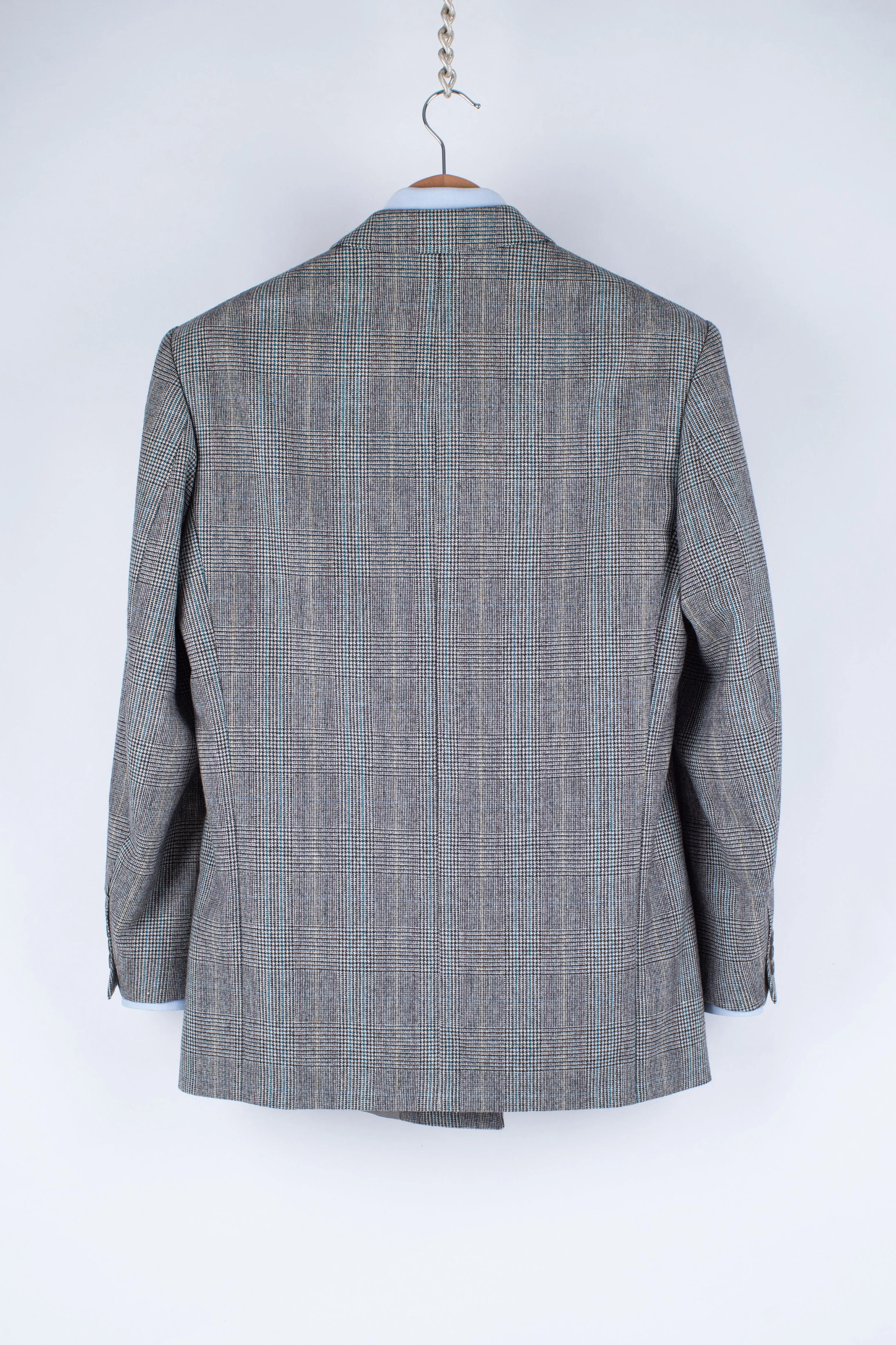 Vintage Hugo Boss Double Breasted Glen Plaid Wool Flannel Blazer, US 38R, EU 48