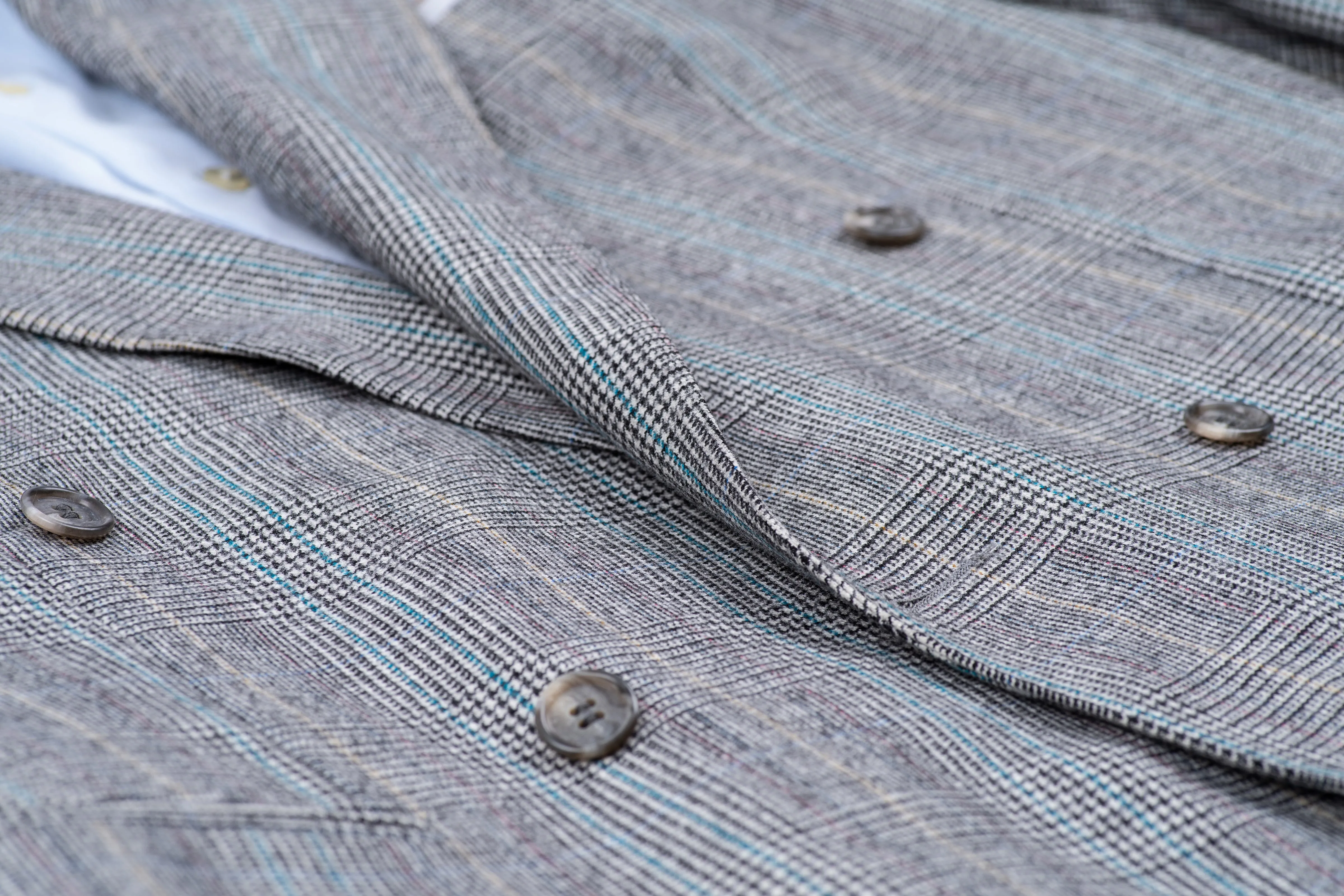 Vintage Hugo Boss Double Breasted Glen Plaid Wool Flannel Blazer, US 38R, EU 48