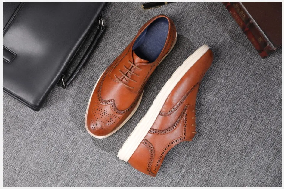 West Louis Genuine Leather Brogue Business Style Elegant Shoes