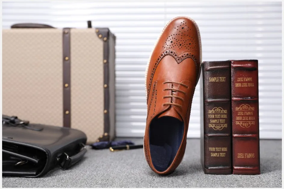 West Louis Genuine Leather Brogue Business Style Elegant Shoes