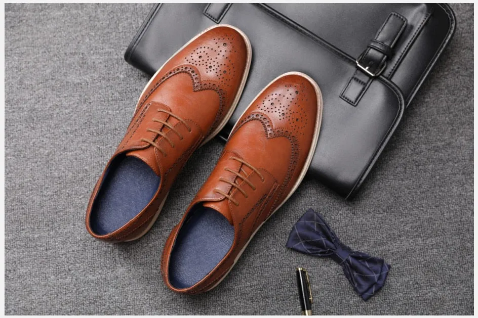 West Louis Genuine Leather Brogue Business Style Elegant Shoes