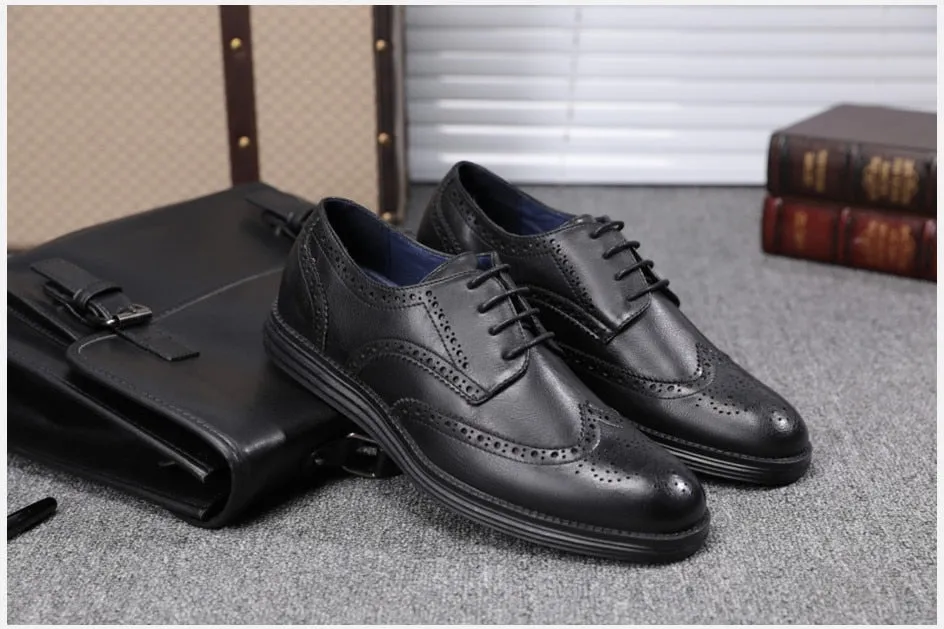 West Louis Genuine Leather Brogue Business Style Elegant Shoes