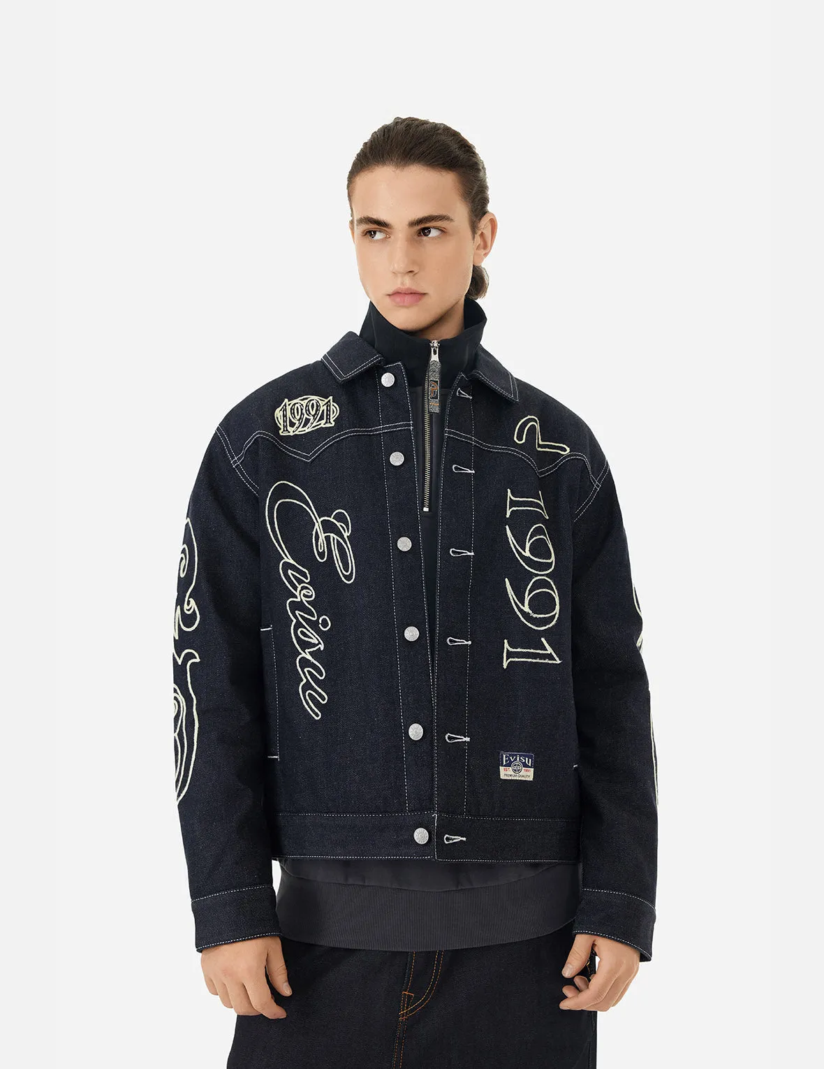 Western Style and Logo Embroidery Denim Jacket