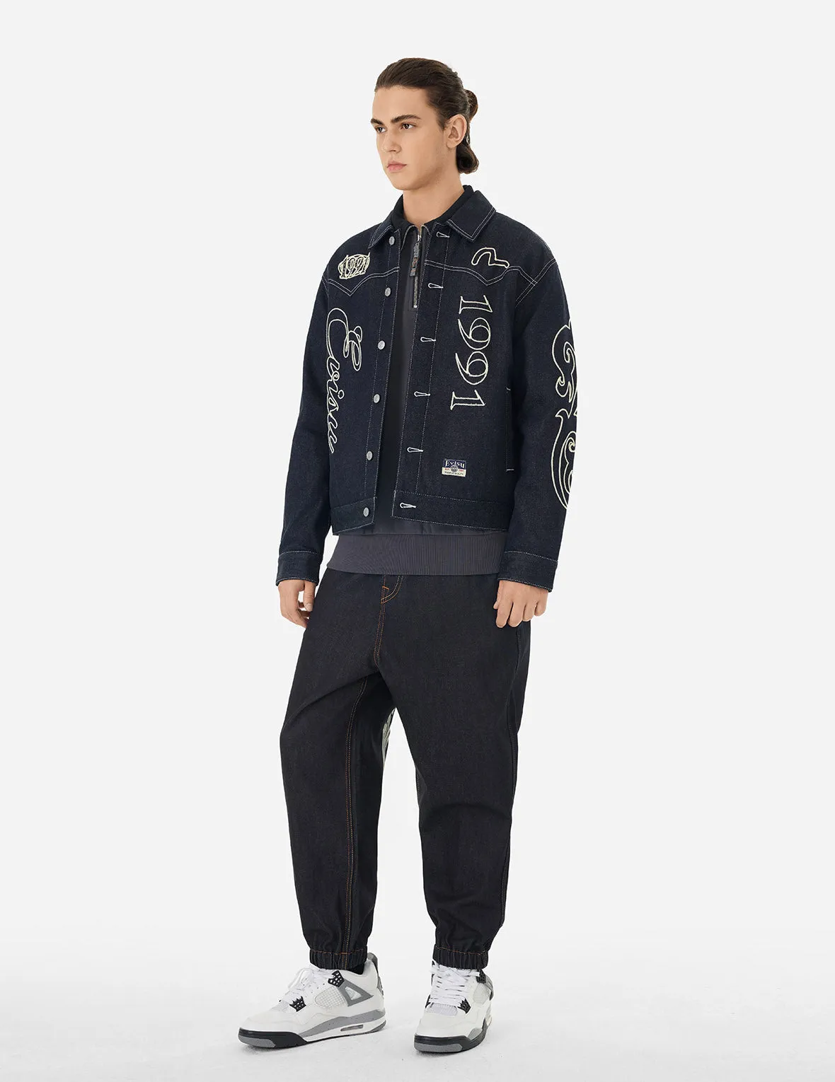 Western Style and Logo Embroidery Denim Jacket
