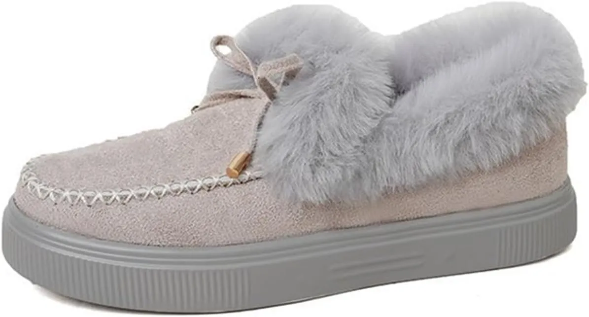 Winter Boots For Women Fashion Snow Boots Winter Shoes with Fur Lined Warm Slip On Casual Comfortable Fuzzy Loafers