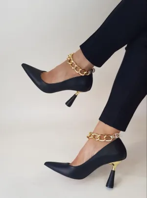 Womens High Heels Chain Gold Black Beige Shoes Sexy Comfortable Leather Pumps Stiletto Daily Casual Bussiness Sexy Platform 2020 2021 lolita louboutin Italian Pompy Sneakers klapki na obcasie Medium