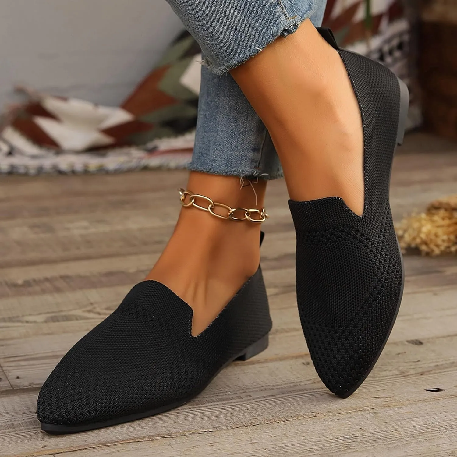 Women's Slip On Ballet  Low Top Pointed Toe Loafers Breathable Solid Shoes Comfortable Walking Loafers N 7