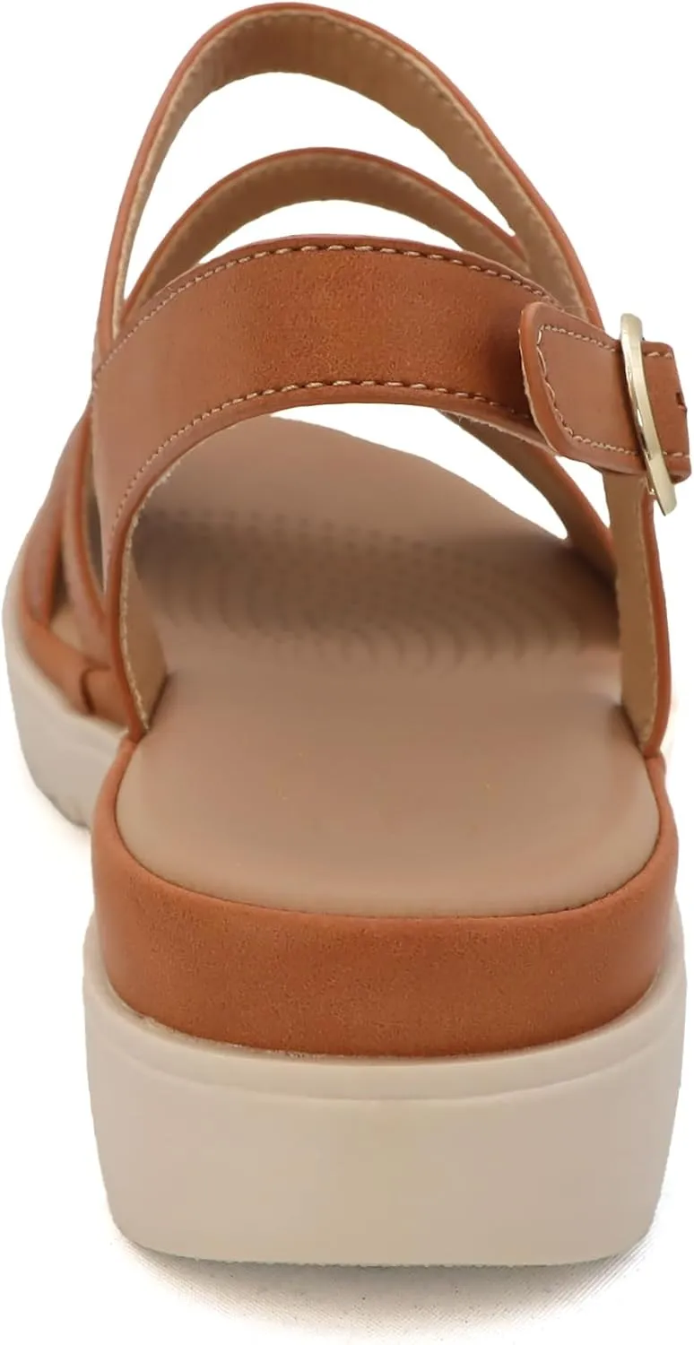YOKI TUNSA-20 Womens Comfort Strappy Wedge Sandals with Arch Support, Platform Sandals Women, Women's Sandals Dressy Comfortable, Summer Sandals